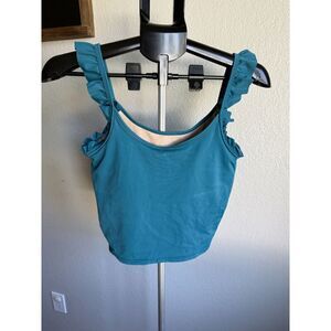 Kortni Jeane Flutter Sleeve Strap Tankini Swim Top Smoothing Modest Size Medium